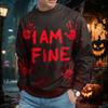 Men Men's Halloween Bloody I AM FINE Letter Printed Crew Neck Hooded Sweatshirt Long Men Cotton Sweat Suits