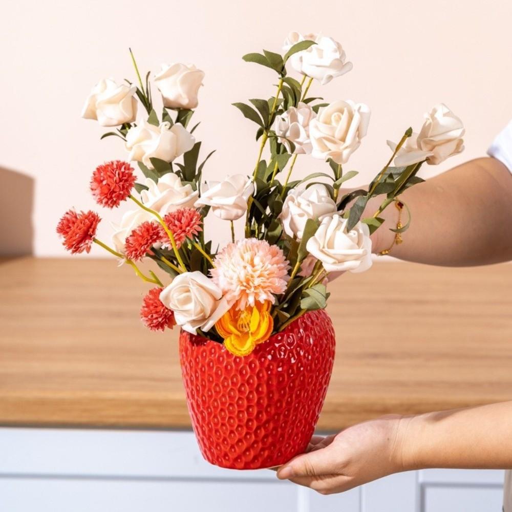 Strawberry Shape Butter Freshness Jar Ceramic Chopstick Tube Vase Butter Dish Western Restaurant