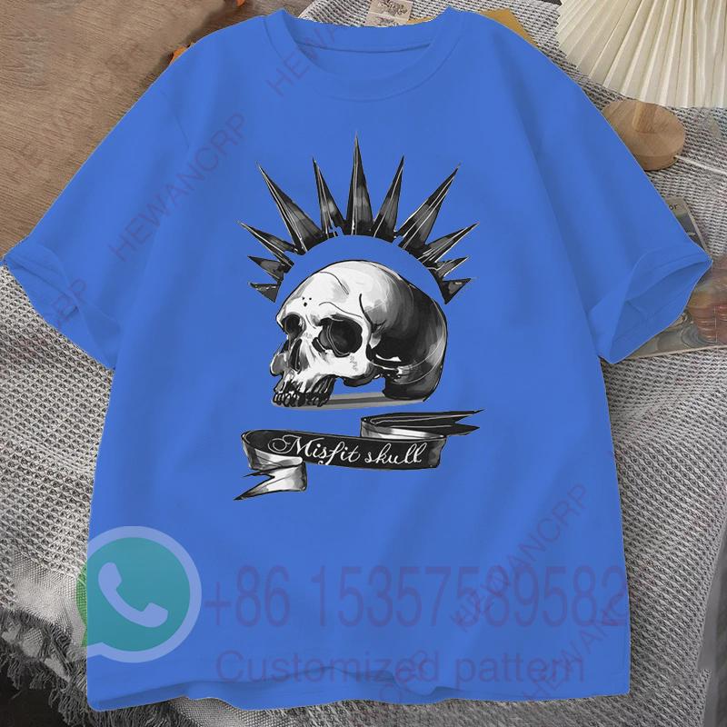 Misfit Skull TShirt Mens Tracksuit Cotton Shortsleeved Tops Crew Neck Pullover Casual Sportswear Harajuku Retro Streetwear