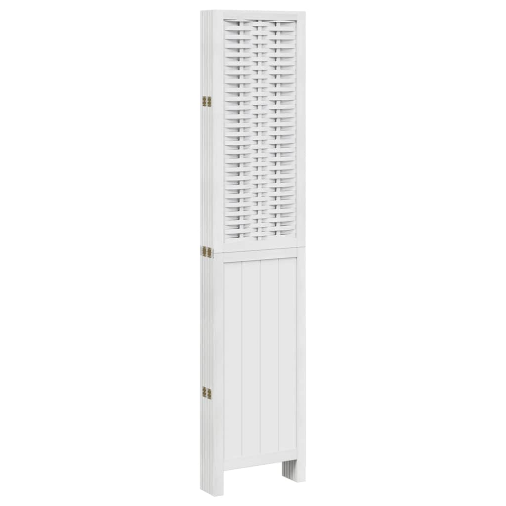 Vidaxl Room Divider, 6-Panel, White, Solid Paulownia Wood