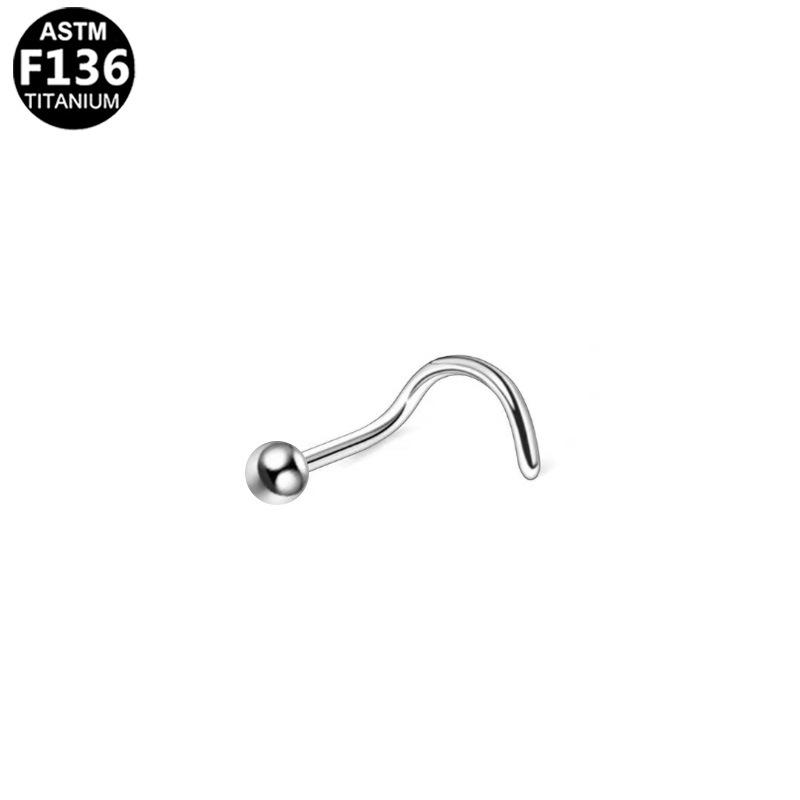 Classic F136 Titanium Zircon Nose Stud with S-Bar Piercing