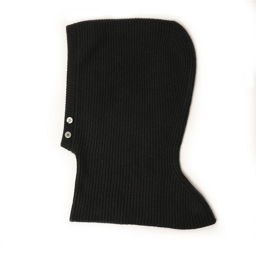 Wholesale Inner Mongolian Pure Cashmere Winter Hat Women Outdoor Warm Rib Knit Neck Warmer Cashmere Hoodie Hat With Buttons One Size