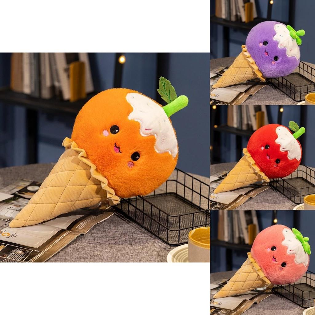 Adorable Fruit Ice Cream Plush Toy For Kids Soft Sweet Cone Doll Pillow Gift
