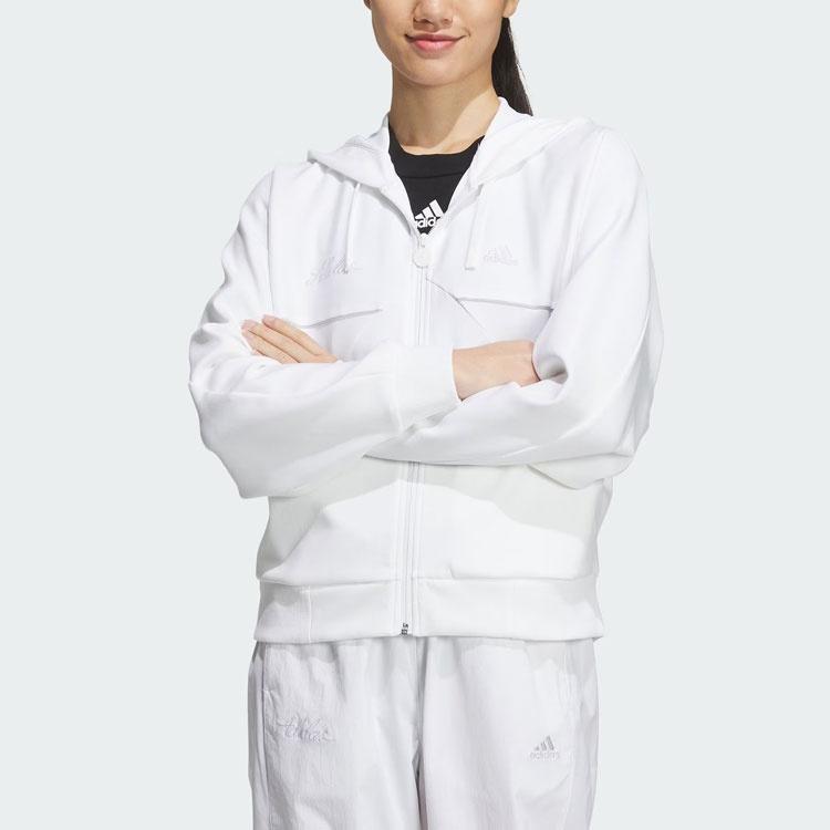 adidas Jackets Women's White Hooded Moderate Other Unisex IP7095