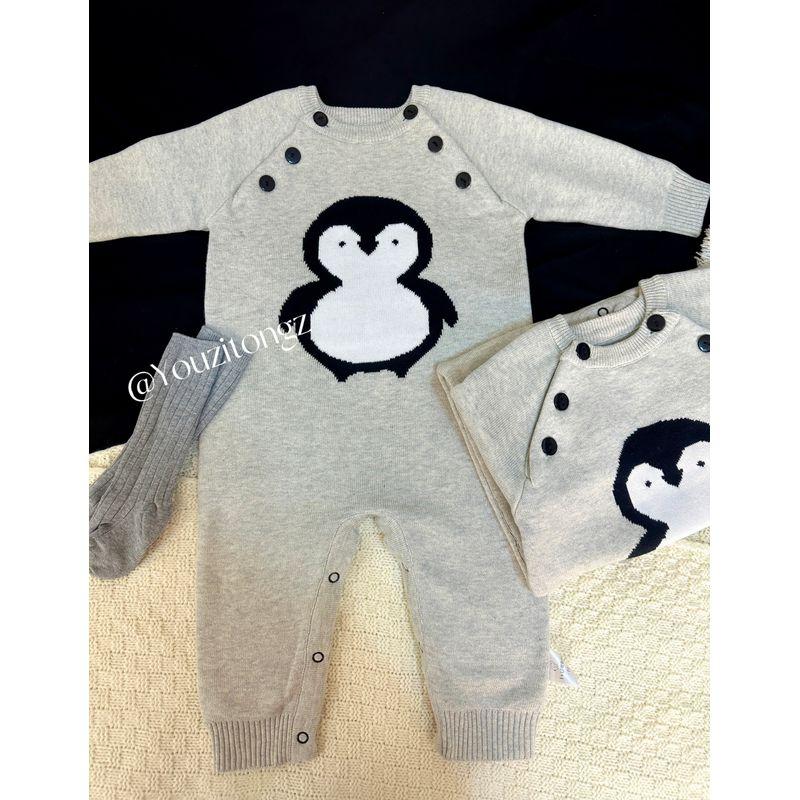 Foreign Trade Niche Style Knitted Penguin Romper for Baby Boys and Girls Penguin Knitted Jumpsuit 66