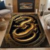 Golden Dragon Art Deco Design Patterned Carpet, Non Slip Mat Suitable for Living Room and Bedroom Sofas