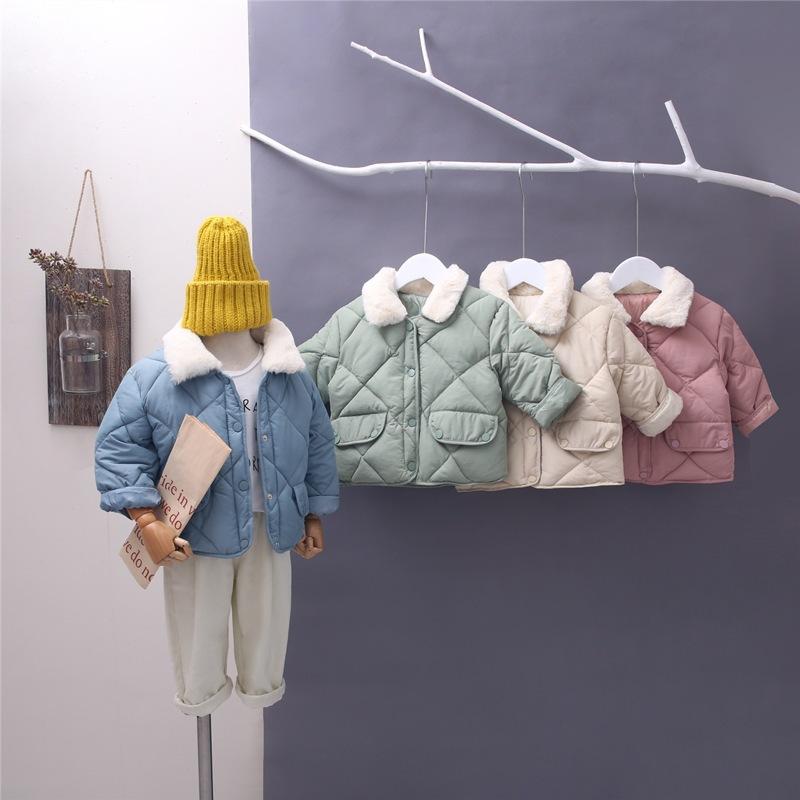Vestiti imbottiti in cotone sciolto per bambini Giacca corta imbottita in cotone scozzese a quadri per bambini Cappotto con colletto in lana calda extra spessa per ragazzi e ragazze