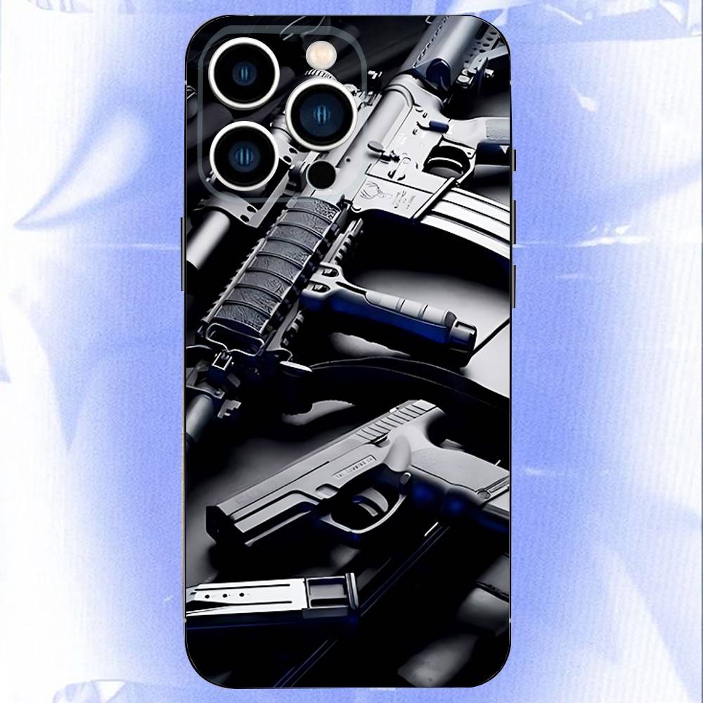

Чехол для телефона AK47 Пистолет Пули Для iPhone 17,16,15,14,13,12,Pro,Max,Plus,E,SE4,Air,Mini Черный Мягкий iPhone16e