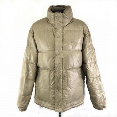 Penfield Full-Zip Down Jacket Men L Beige 4 Pockets Logo Embroidery(USED)