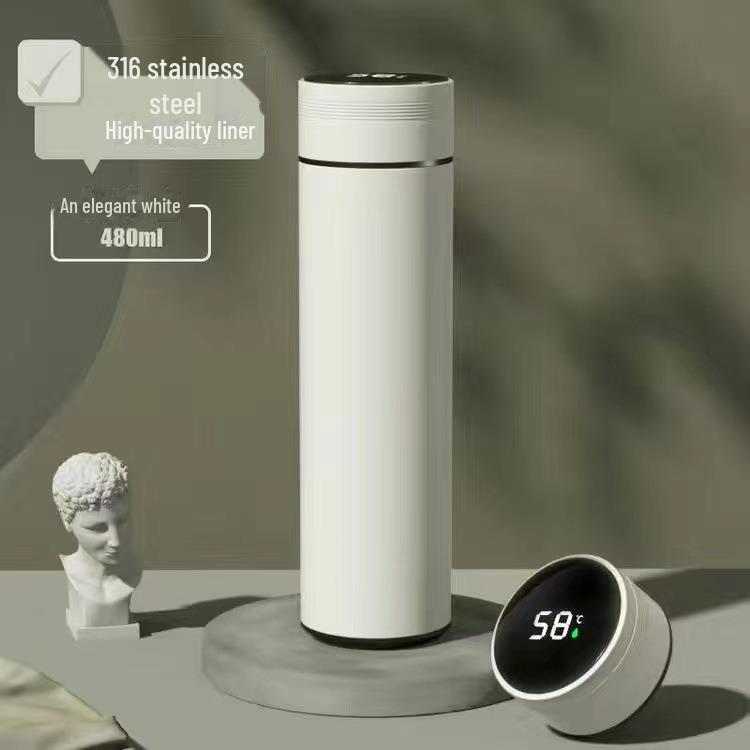 Korean Style 316 Stainless Steel Thermos with Smart Temperature Display – Unisex, Cute & Simple Design