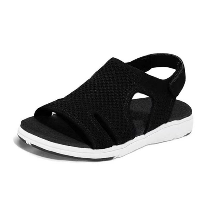 Summer fish head casual Velcro flying sandals low heels women's shoes origin color -3 large size
