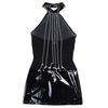 Sex underwear black mesh sexy perspective role-playing, patent leather scarf chain, sex underwear