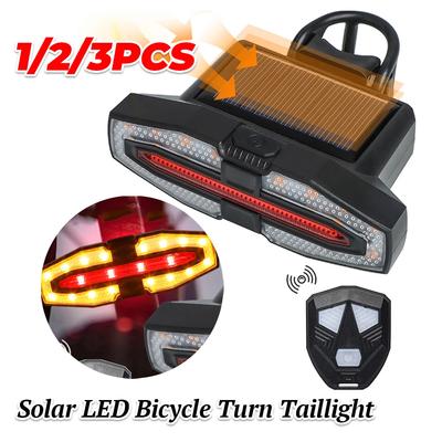 Solar LED Bicycle Turn Taillight with Turn Signals Portable Bike Taillight Remote Control Bicycle Rear Light for Night Riding