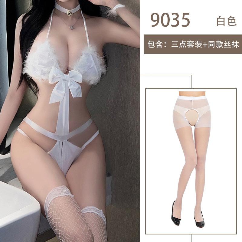 Sexy hot pussy lingerie uniform temptation three-point free open gear small breasts show big