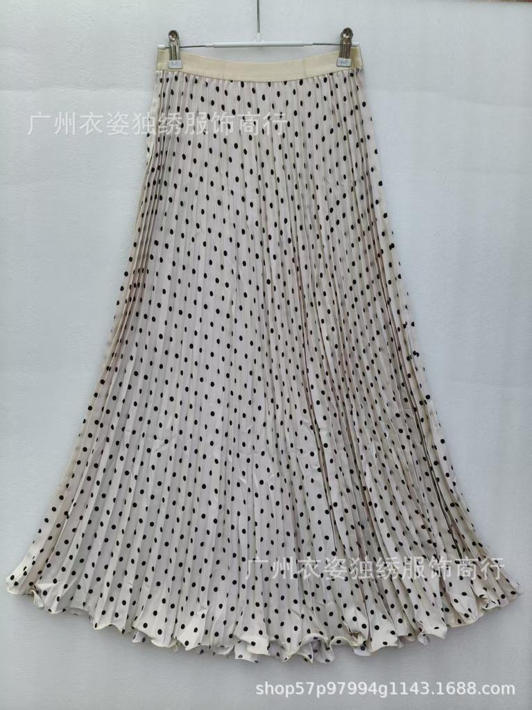 CM Summer South Africa North America Polka Dot Skirt Classic Versatile Skinny Pleated Skirt Long Skirt Women