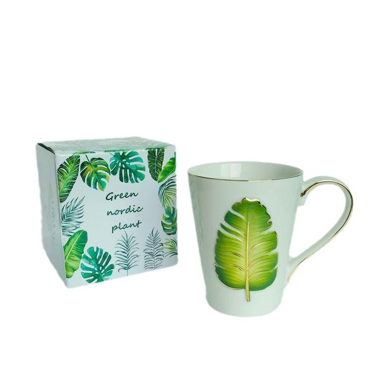 Creative Ceramic Beverage Milk Tea Coffee Cup Green Plant Cup Ceramic Cup