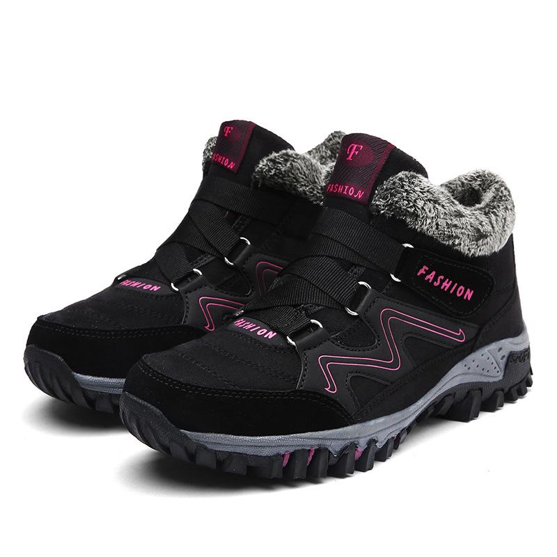 Winter Couple Men's and Women's Fleece Thickened Large Size Non-slip Warm Snow Boots Cotton Shoes