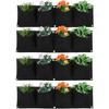 4Pcs 4 Pocket Felt Vertical Wall Garden Planter Plant Grow Bag Reusable Wall Mounted Planting Growing Bag for Flower Vegetable(Black)