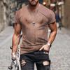 Mens 3D Printed Muscle Design T-Shirt Digital Print Short Sleeve Casual Crew Neck Breathable Loose Fit Tee