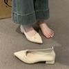 Escarpins Pointus pour Femmes 2026 Printemps/Été Talons Carrés Ouverture Peu Profonde Mode Élégant Escarpins d'Extérieur Français Zapatos De Mujer