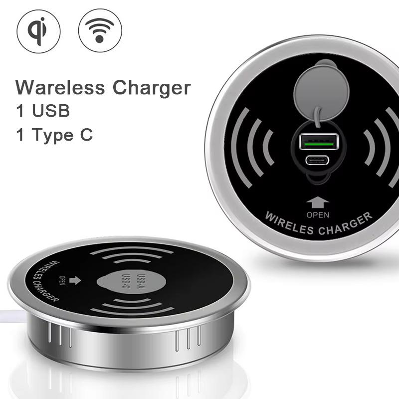 Qi Wireless Charger Built-in Table - Embedded Fast Charger for iPhone 11 13 AirPods Xiaomi Mobile Phones