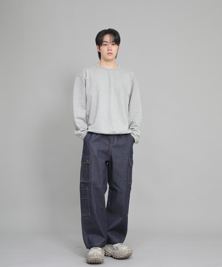Seinteukeulu Double Cargo String Jogger Pants Dcj-338 Denim Indigo