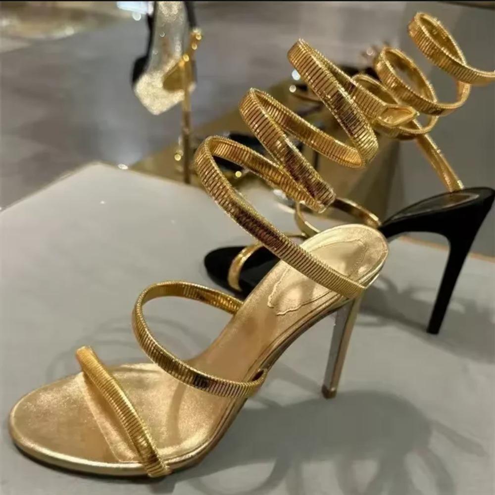 Luxury Rhinestones Snake Coiled Ankle Strap