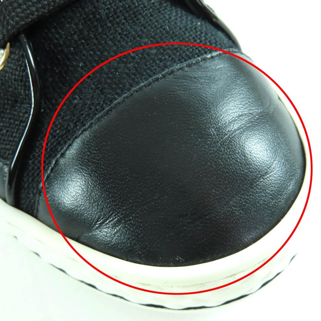 Great CHANEL sneakers COCO Mark Canvas and Leather with Faux Pearl 35 G34222 Used