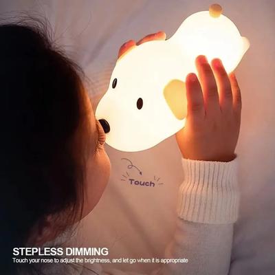 Birthday Gifts Silicone Papa Puppy Night Lamp Dimmable Touch Sensor Puppy Night Light Cute USB Rechargeable Animal Lamp Bedside