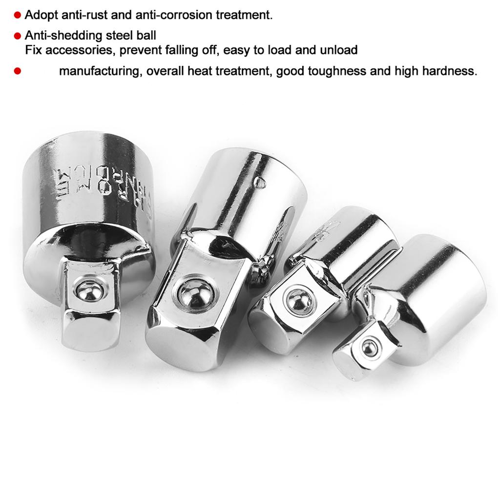 4pcs 1Celsius4in 3Celsius8in 1Celsius2in Electric Wrench Sleeve Adapter Converter     Steel Drive Socket Joint(Black )