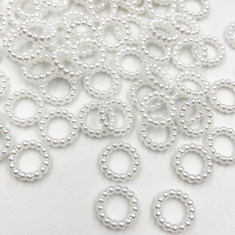 White Colors ABS Hollow Round Pearls Loose Ring Beads Pearl Embellishments Jewelry Phone DIY Garment Beads Crafts