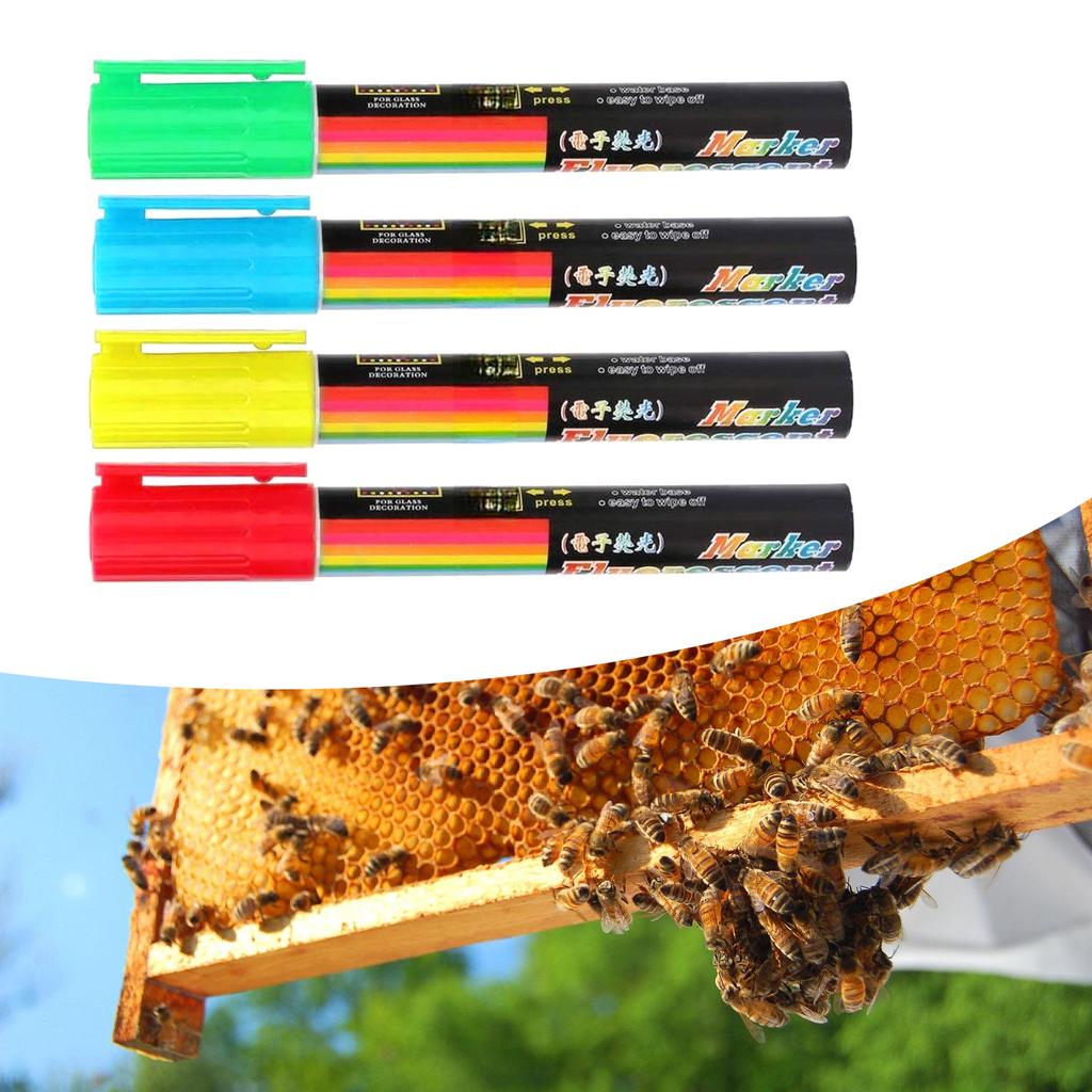 4Pcs Water Based Queen Bee Marker Pens Beehive Queen Marking Pens Water Based Color Coded Beekeeper Essentials