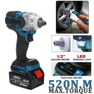 Akülü Elektrikli Darbeli Anahtar, Fırçasız Elektrikli Matkap 388V Pil, 520N.m