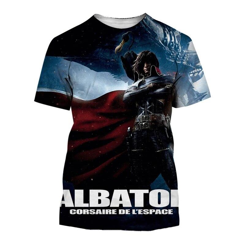 Space Pirate Captain Harlock Albator T-Shirts Anime 3D Print Streetwear Men and Women Casual Fashion Oversize Tees Kids Plus Size Tops