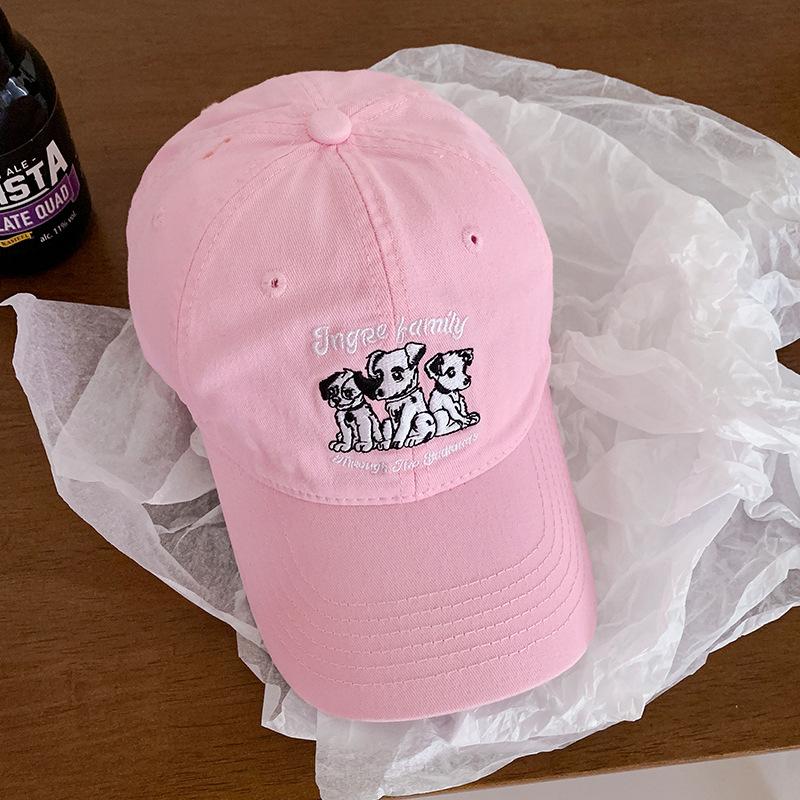 Cute red dog baseball cap female niche retro versatile face small big head circumference peaked cap tide