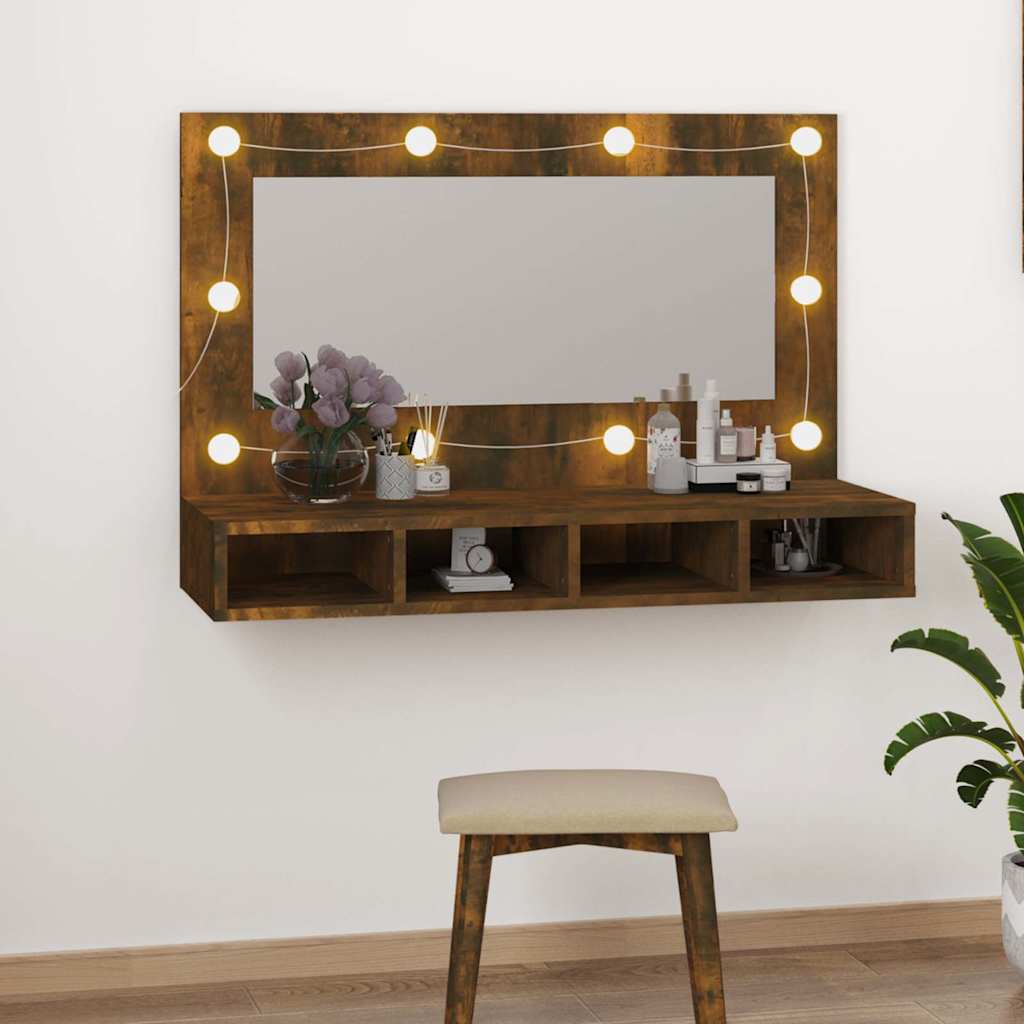 Spiegelschrank mit LED, wandhängender Make-up-Spiegel, 90x31,5x62 cm