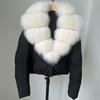 Womens Short Down Coat With Real Fox Fur Collar Lightweight Warm Winter Jacket Urban Commute Casual Wear