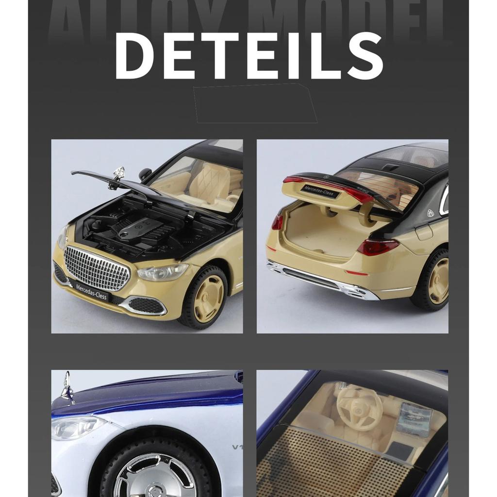 1/24 Maybach S680 Key Control Alloy Model Car Toy Diecasts Metal Casting Sound and Light Pull Back Car Toys for Children Vehicle