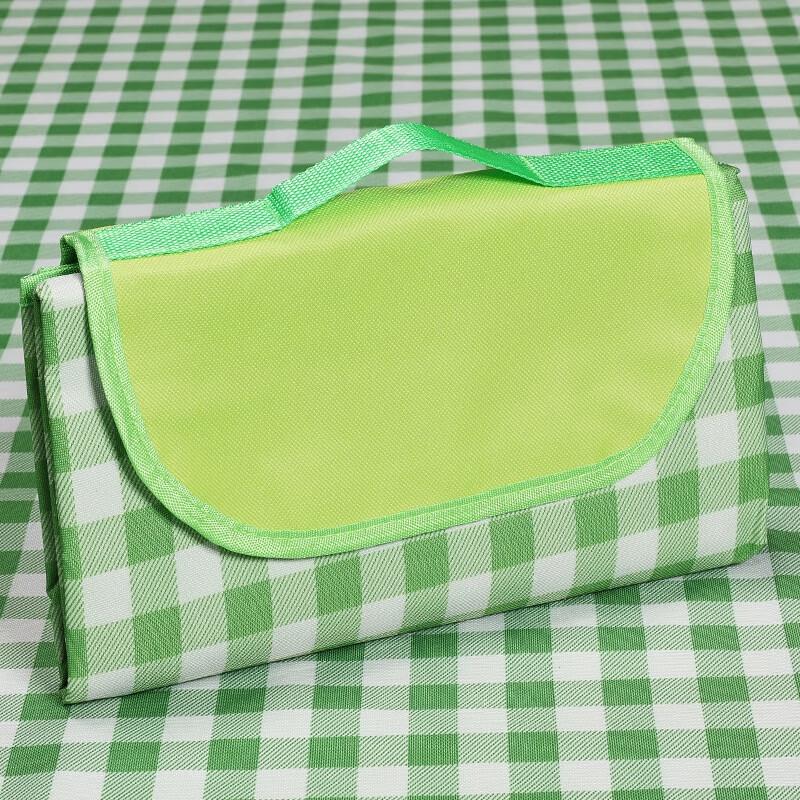 Portable Green Plaid Picnic Blanket