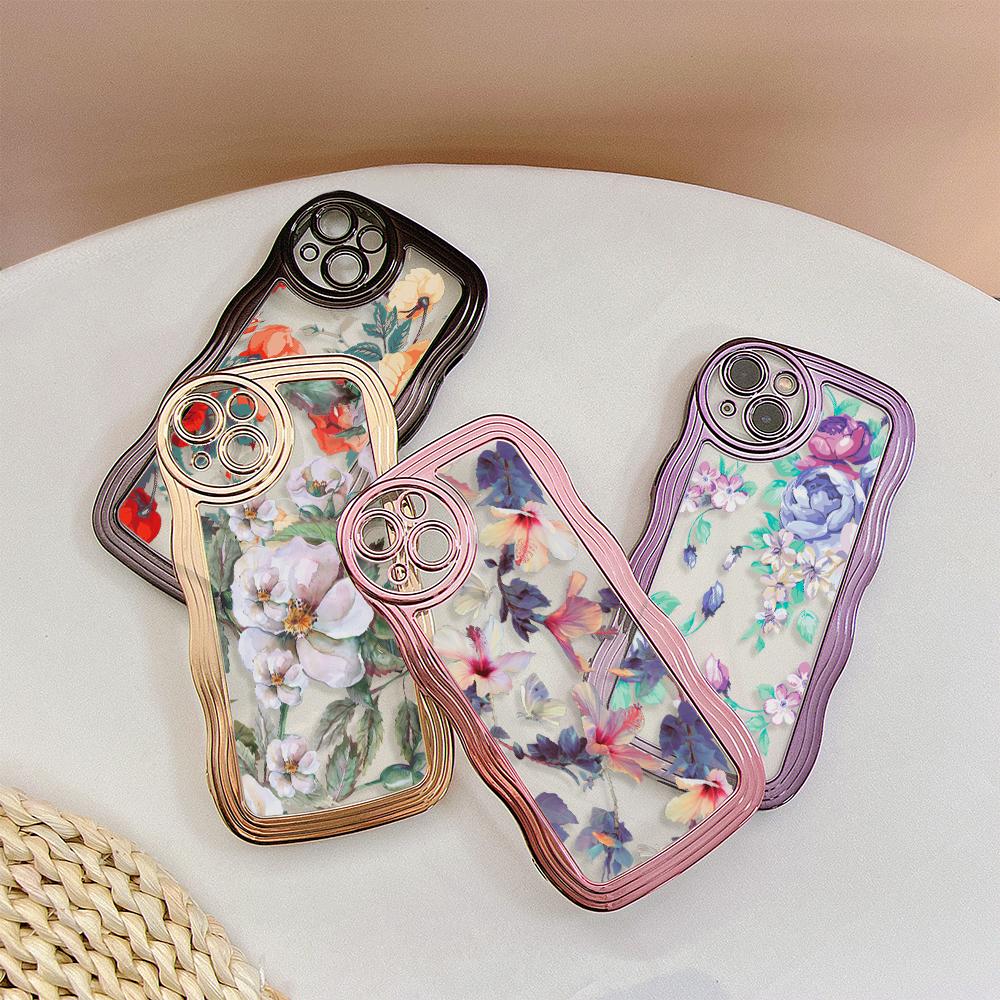 

Чехол для телефона с красивым цветочным узором и волнистым краем для iPhone Samsung Galaxy Xiaomi Redmi Infinix OPPO POCO Realme VIVO, мягкий силиконовый чехол
