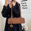 Versatile Women's PU Leather Arc Bags Red One Shoulder Bag Monochromatic with Zipper Fashionable Women's Bags New