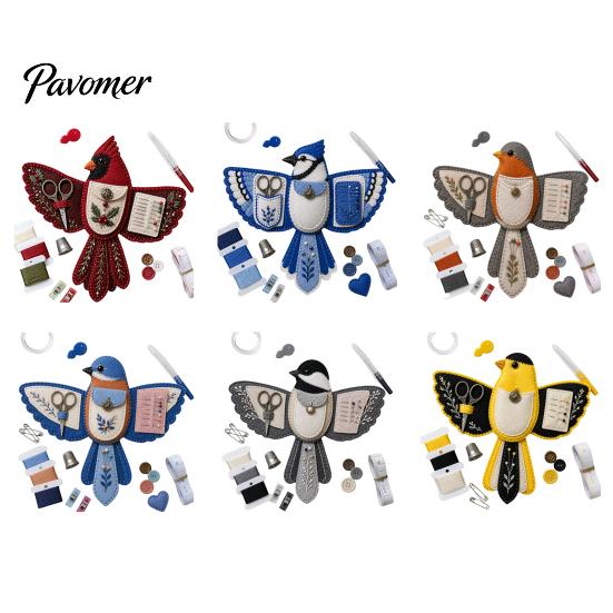Kit de Costura Organizador de Pássaro de Feltro DIY, Bolsa Artesanal Decorativa Portátil, Bolsa de Armazenamento Prática com Fenda para Tesoura e Almofada para Agulhas, Bordado