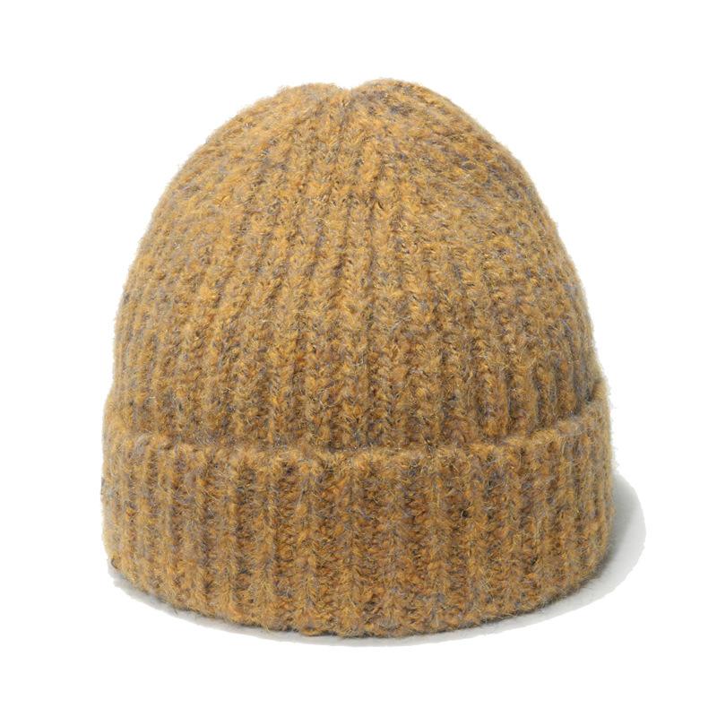 ins Japanese knitted hat women's trend versatile face small cold hat color tie-dye gradual change color warm wool hat women
