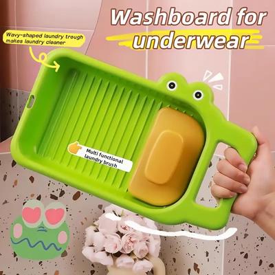 Cartoon Crocodile Wash Board Thickened Hand Wash Laundry Boards Dirty Clothes Washboard with Soap Holder Design for Underwear Lingerie Cleaning