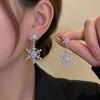 Christmas Sparking Snowflake Stud Earrings For Women Shiny Zircon Imitation Pearl Snow Flower Earring New Year Party Jewelry