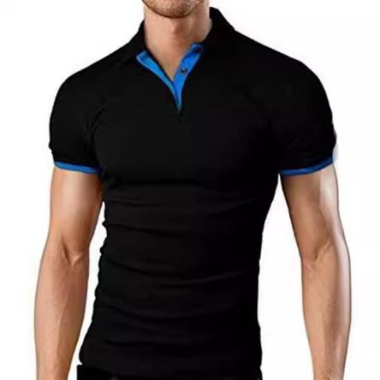 Plus Size Men's Summer Turn Down Collar T-Shirt Solid Polo Shirt Short Sleeve Top
