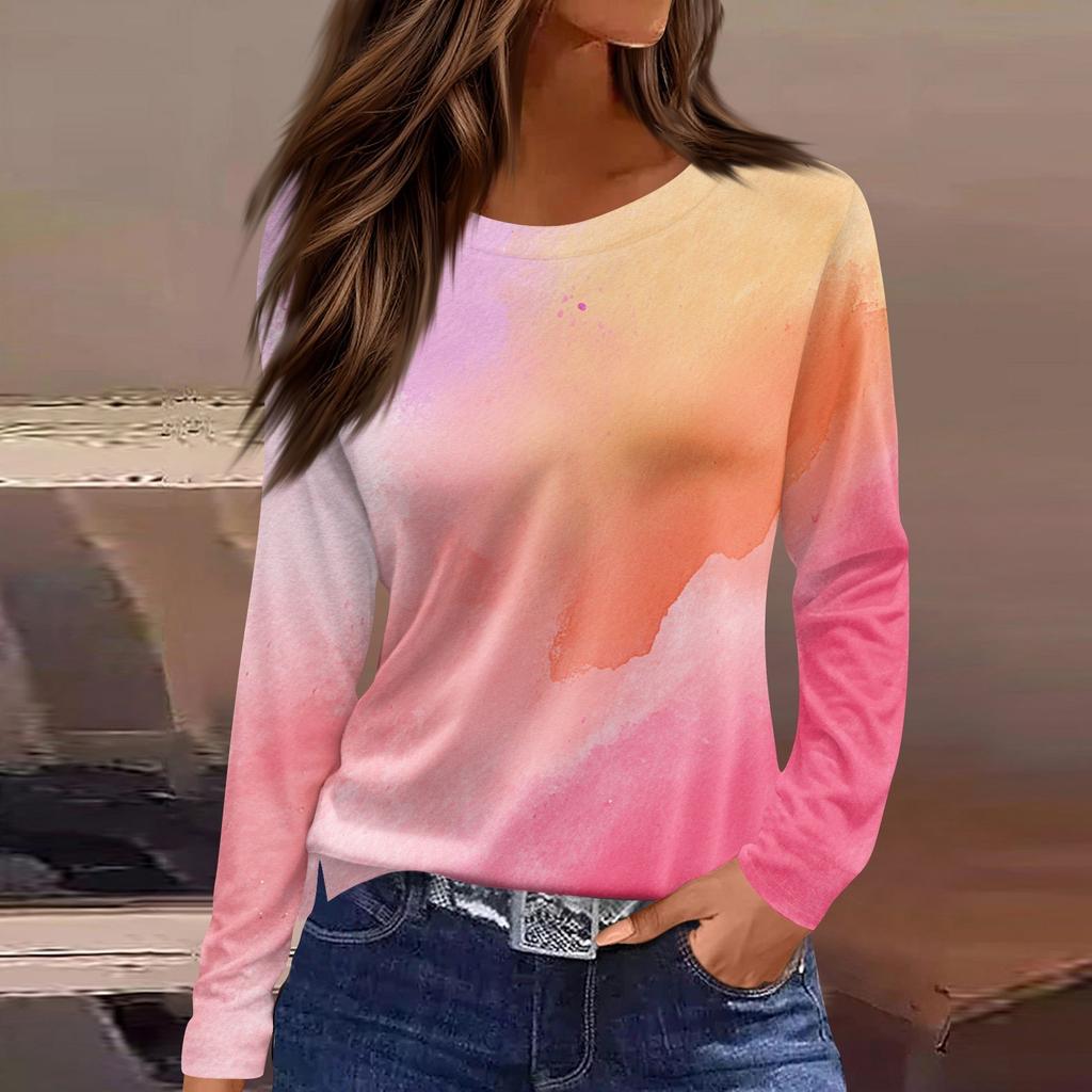 Women's Daily Casual Long-sleeved Printed O-neck Top
