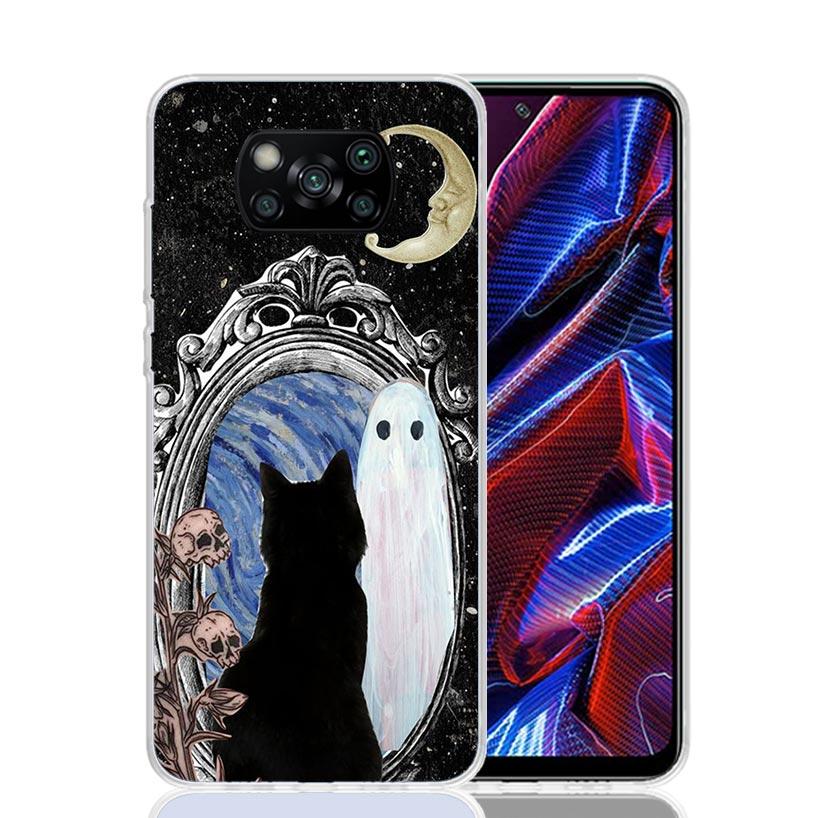 Witch And Cat Colorful Cute Case Phone Cover for Xiaomi Redmi Note 10 9 9S 8 8T 7 5 Pro Mi 12T 11T 10T 9T 12 11 Lite A3 A2 Trend