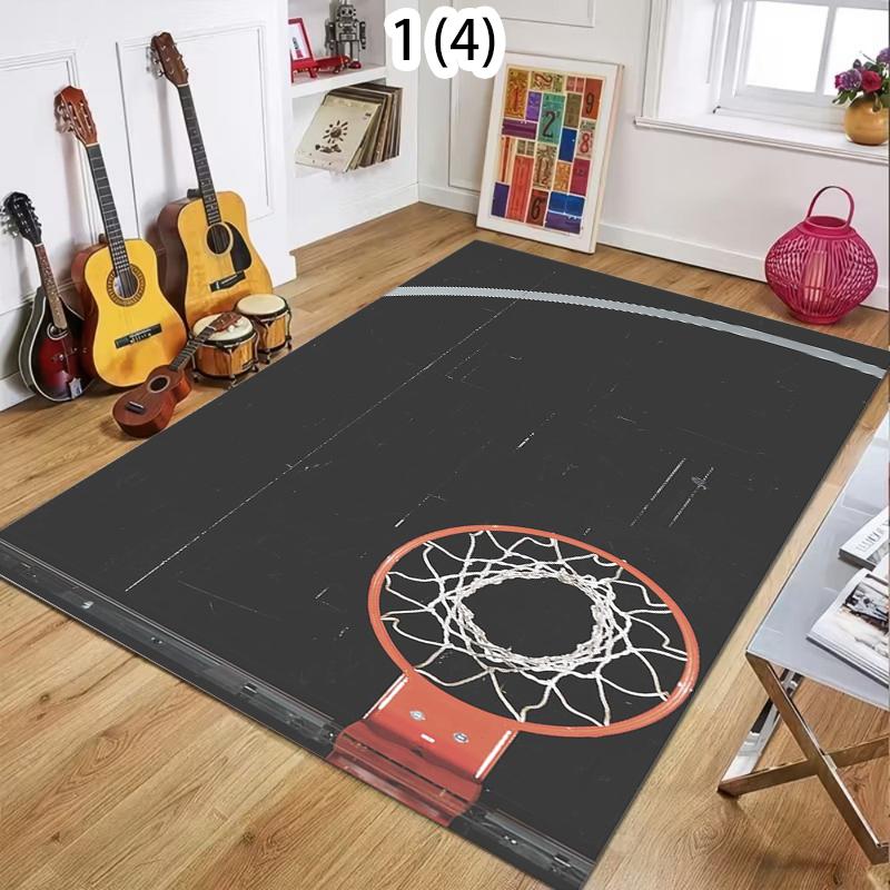 

Sports Basketball Theme Carpet Mat Rug Home Decoration Court Hoop Game Pattern Dark Gray Floor Decor Living Room Play Area 40X60cm