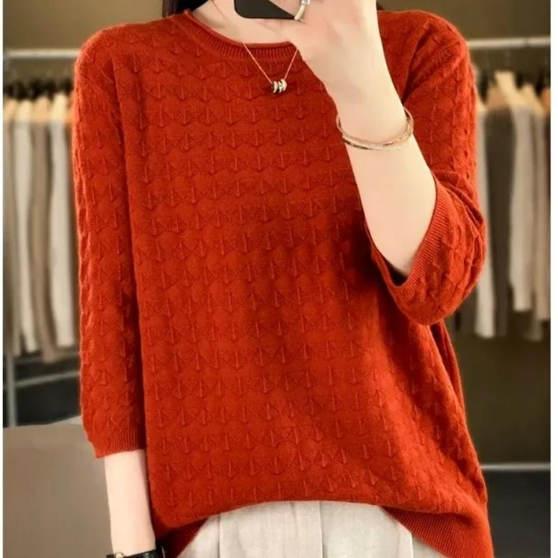XS-6XL Plus Size Thin Knit Sweater Spring and Autumn Tops Female Mothers Autumn and Summer One-fold Lightweight Sweater Women